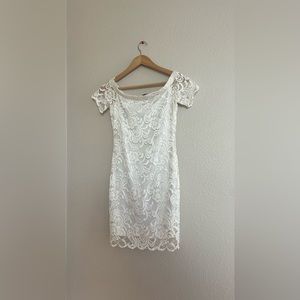 White floral, off the shoulder, bodycon dress